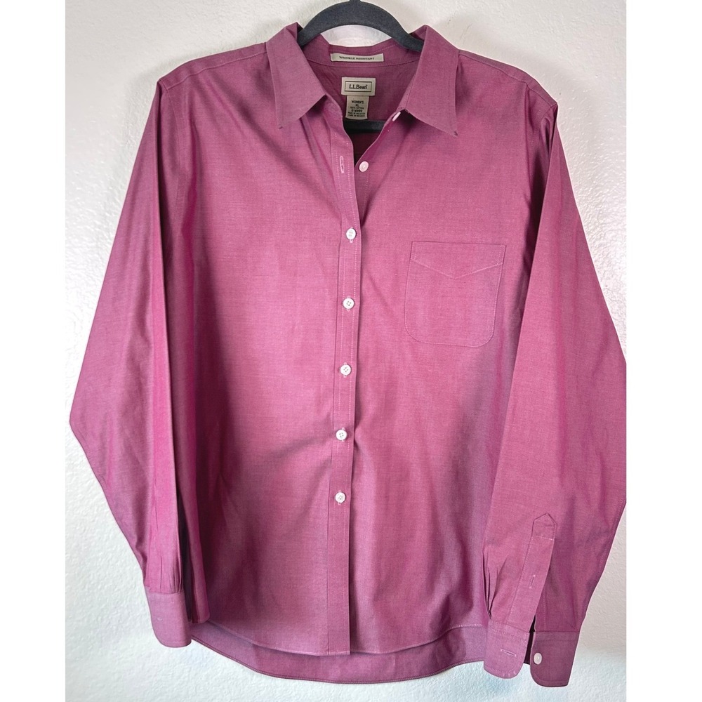 LL Bean XL Preppy Collegiate Pink Wrinkle Resistant Cotton Button Down Shirt